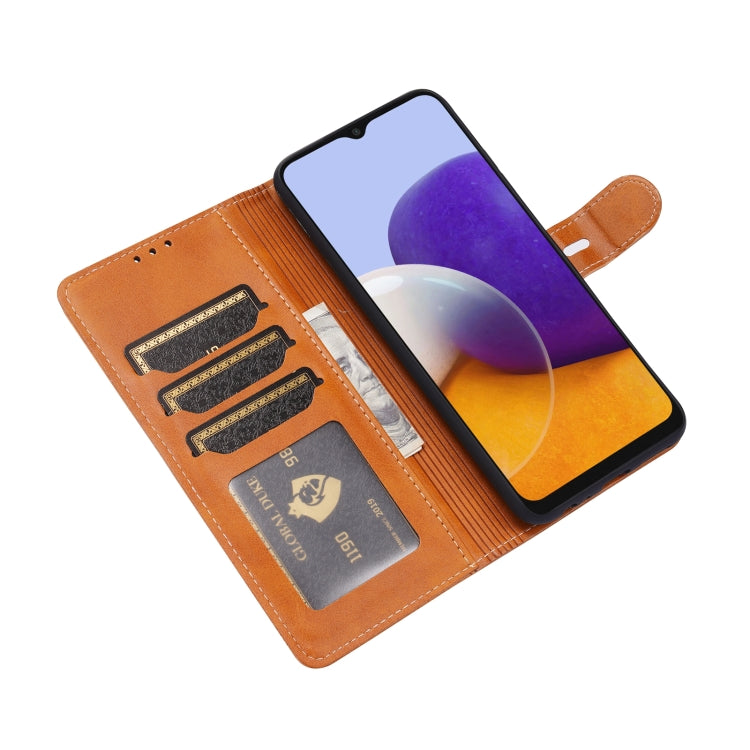 For Samsung Galaxy A22 5G EU Version Embossed Happy Cat Pattern Horizontal Flip Leather Case with Holder & Card Slots & Wallet
