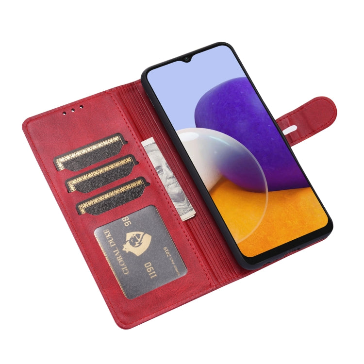 For Samsung Galaxy A22 5G EU Version Embossed Happy Cat Pattern Horizontal Flip Leather Case with Holder & Card Slots & Wallet