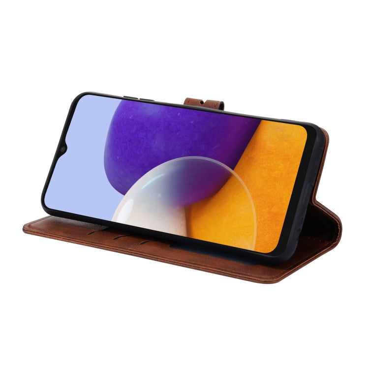 For Samsung Galaxy A22 5G EU Version Embossed Happy Cat Pattern Horizontal Flip Leather Case with Holder & Card Slots & Wallet