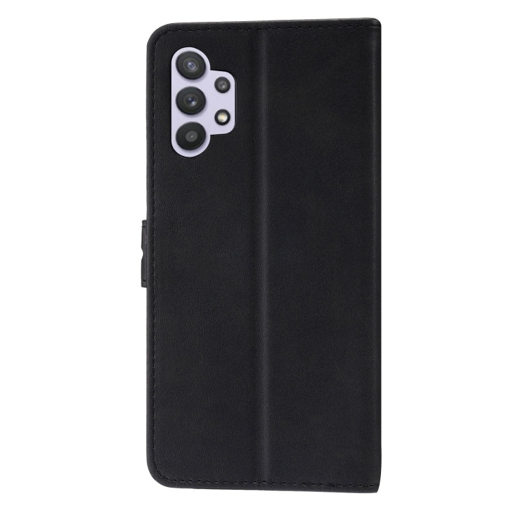 For Samsung Galaxy A32 4G Embossed Happy Cat Pattern Horizontal Flip Leather Case with Holder & Card Slots & Wallet