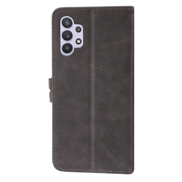 For Samsung Galaxy A32 4G Embossed Happy Cat Pattern Horizontal Flip Leather Case with Holder & Card Slots & Wallet