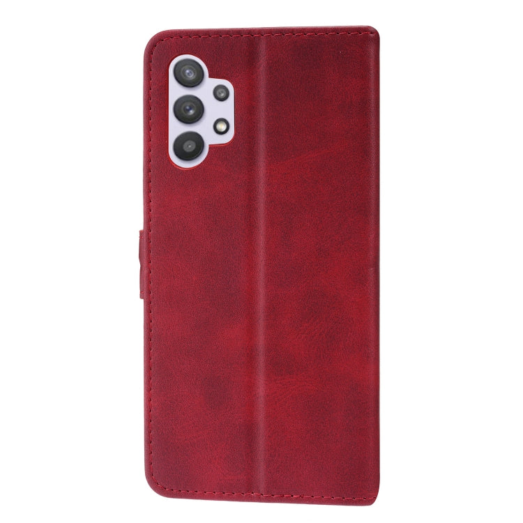 For Samsung Galaxy A32 4G Embossed Happy Cat Pattern Horizontal Flip Leather Case with Holder & Card Slots & Wallet
