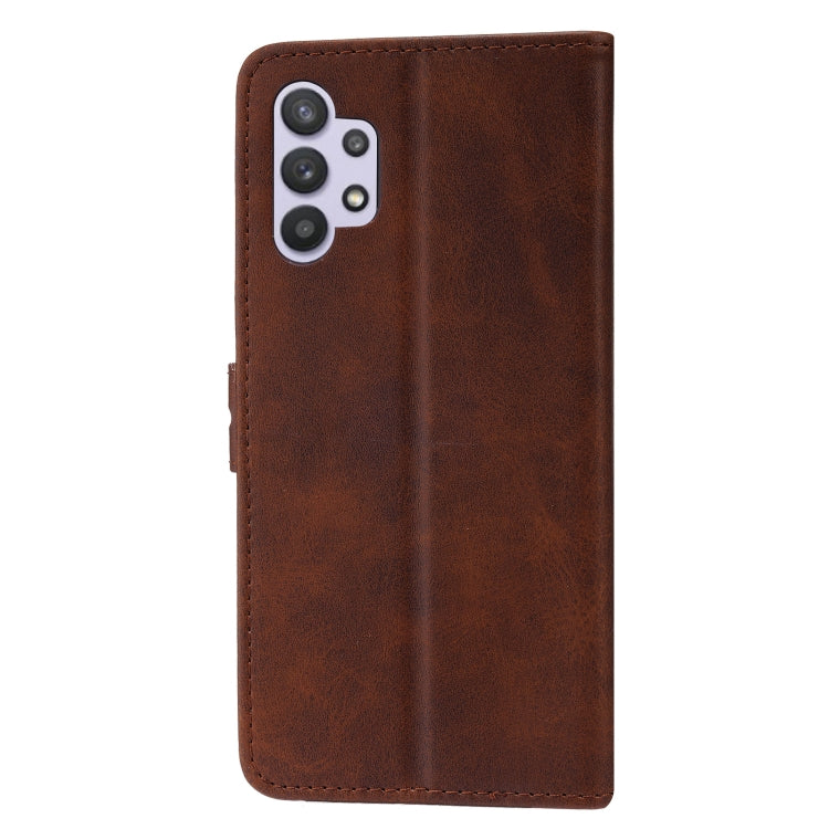 For Samsung Galaxy A32 4G Embossed Happy Cat Pattern Horizontal Flip Leather Case with Holder & Card Slots & Wallet