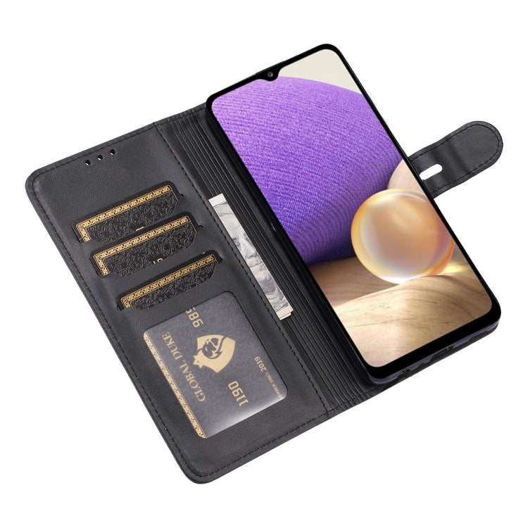 For Samsung Galaxy A32 5G Embossed Happy Cat Pattern Horizontal Flip Leather Case with Holder & Card Slots & Wallet