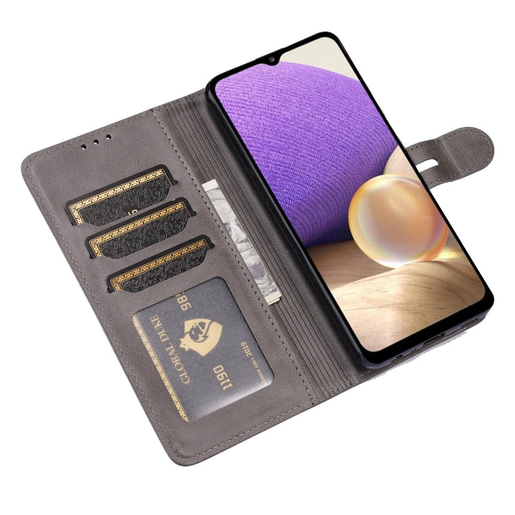 For Samsung Galaxy A32 5G Embossed Happy Cat Pattern Horizontal Flip Leather Case with Holder & Card Slots & Wallet