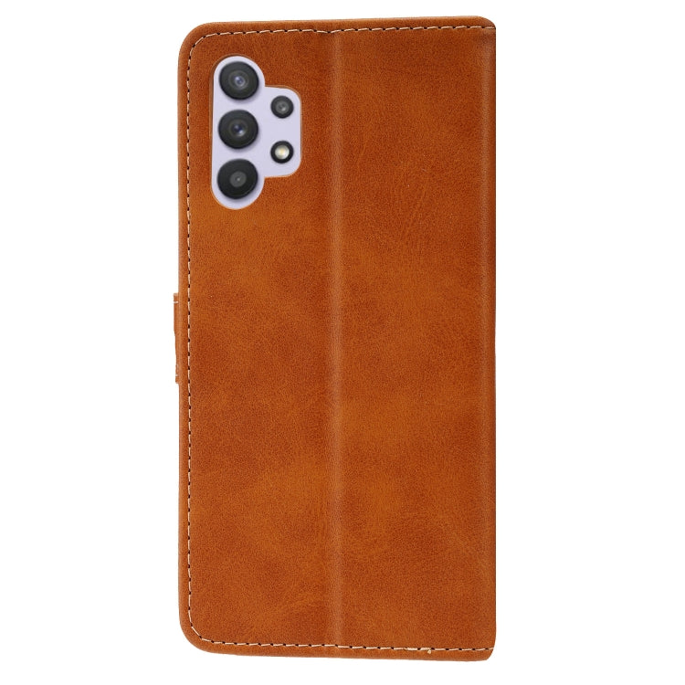 For Samsung Galaxy A32 5G Embossed Happy Cat Pattern Horizontal Flip Leather Case with Holder & Card Slots & Wallet