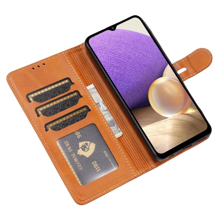 For Samsung Galaxy A32 5G Embossed Happy Cat Pattern Horizontal Flip Leather Case with Holder & Card Slots & Wallet