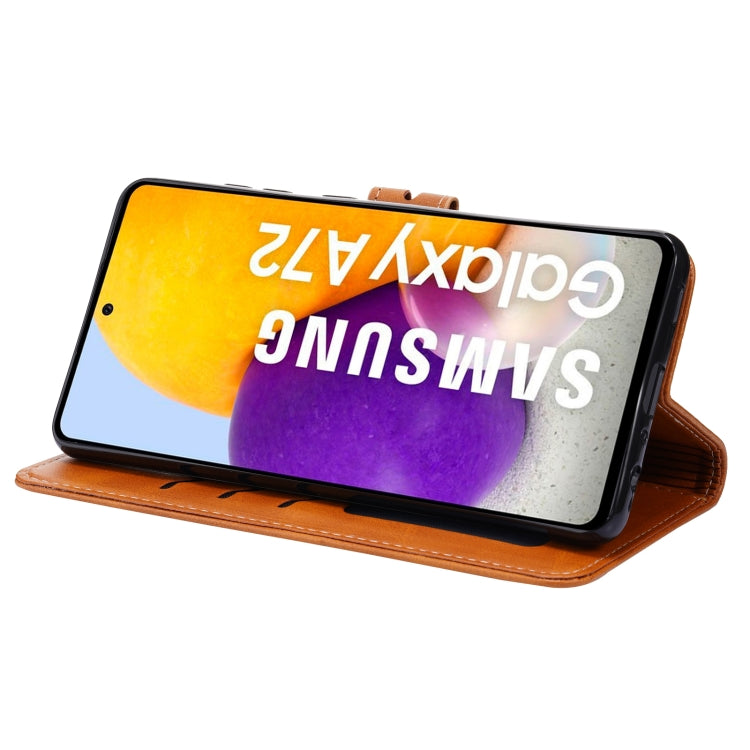 For Samsung Galaxy A52 5G / 4G Embossed Happy Cat Pattern Horizontal Flip Leather Case with Holder & Card Slots & Wallet