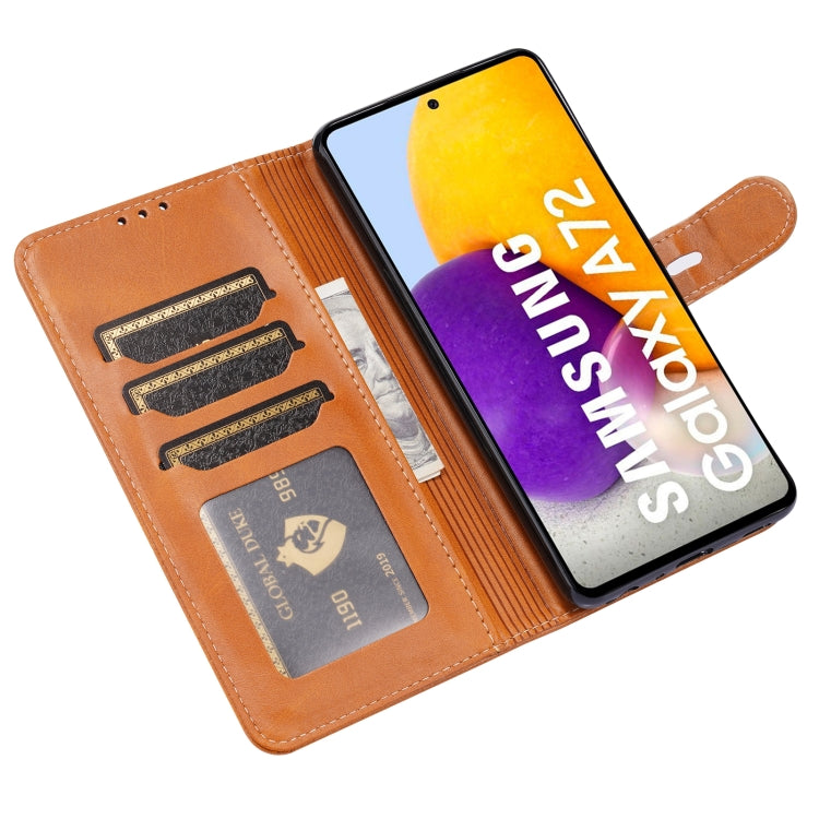 For Samsung Galaxy A52 5G / 4G Embossed Happy Cat Pattern Horizontal Flip Leather Case with Holder & Card Slots & Wallet