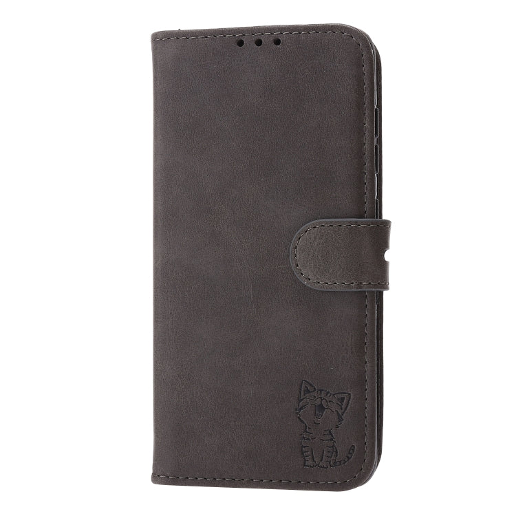 For Huawei P50 Embossed Happy Cat Pattern Horizontal Flip Leather Case with Holder & Card Slots & Wallet