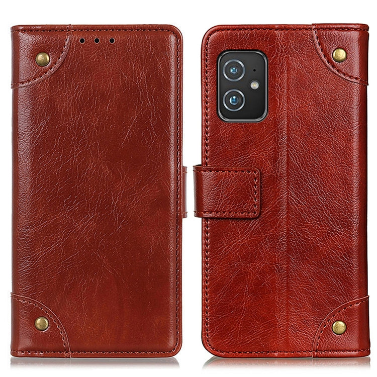 For Asus Zenfone 8 Copper Buckle Nappa Texture Horizontal Flip Leather Case with Holder & Card Slots & Wallet