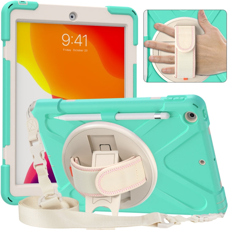 For iPad 10.2 2021 / 2020 / 2019 Pure Color Silicone + PC Protective Case with Holder & Shoulder Strap