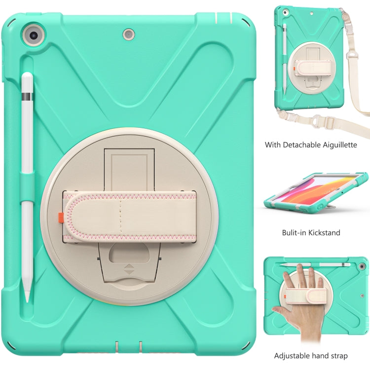 For iPad 10.2 2021 / 2020 / 2019 Pure Color Silicone + PC Protective Case with Holder & Shoulder Strap