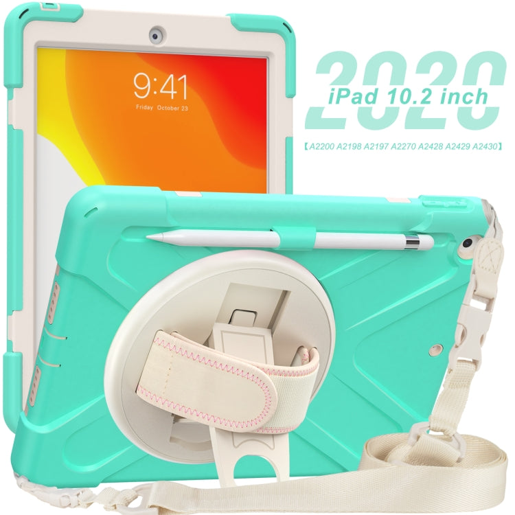For iPad 10.2 2021 / 2020 / 2019 Pure Color Silicone + PC Protective Case with Holder & Shoulder Strap