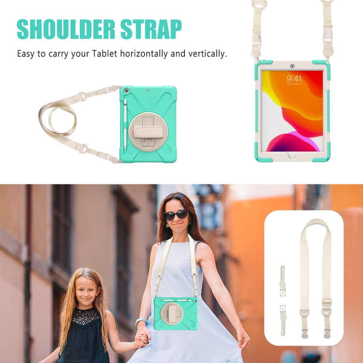 For iPad 10.2 2021 / 2020 / 2019 Pure Color Silicone + PC Protective Case with Holder & Shoulder Strap