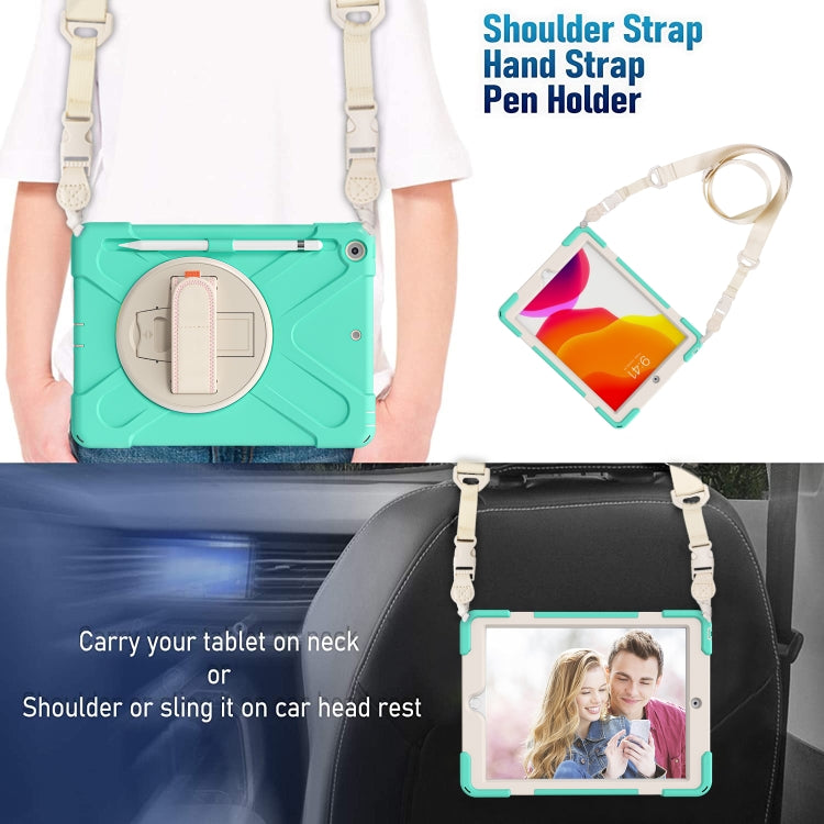 For iPad 10.2 2021 / 2020 / 2019 Pure Color Silicone + PC Protective Case with Holder & Shoulder Strap