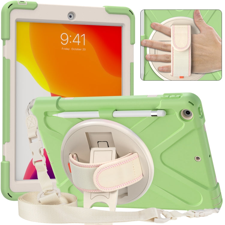 For iPad 10.2 2021 / 2020 / 2019 Pure Color Silicone + PC Protective Case with Holder & Shoulder Strap