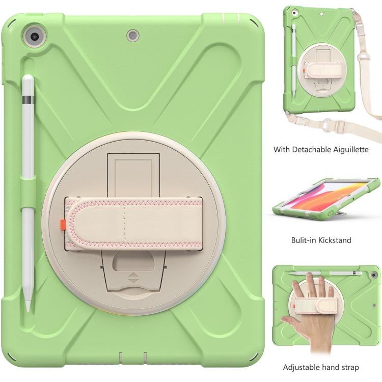 For iPad 10.2 2021 / 2020 / 2019 Pure Color Silicone + PC Protective Case with Holder & Shoulder Strap