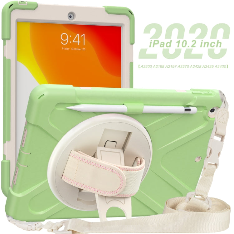 For iPad 10.2 2021 / 2020 / 2019 Pure Color Silicone + PC Protective Case with Holder & Shoulder Strap