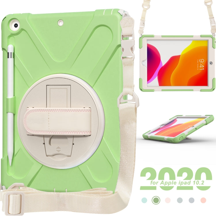 For iPad 10.2 2021 / 2020 / 2019 Pure Color Silicone + PC Protective Case with Holder & Shoulder Strap