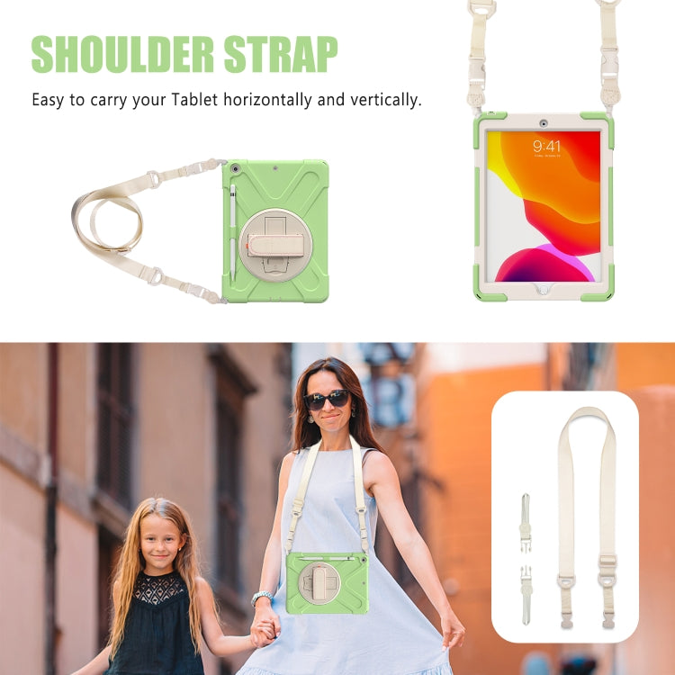 For iPad 10.2 2021 / 2020 / 2019 Pure Color Silicone + PC Protective Case with Holder & Shoulder Strap