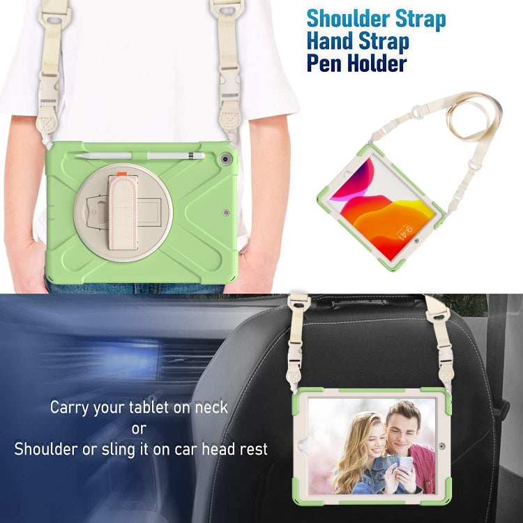 For iPad 10.2 2021 / 2020 / 2019 Pure Color Silicone + PC Protective Case with Holder & Shoulder Strap