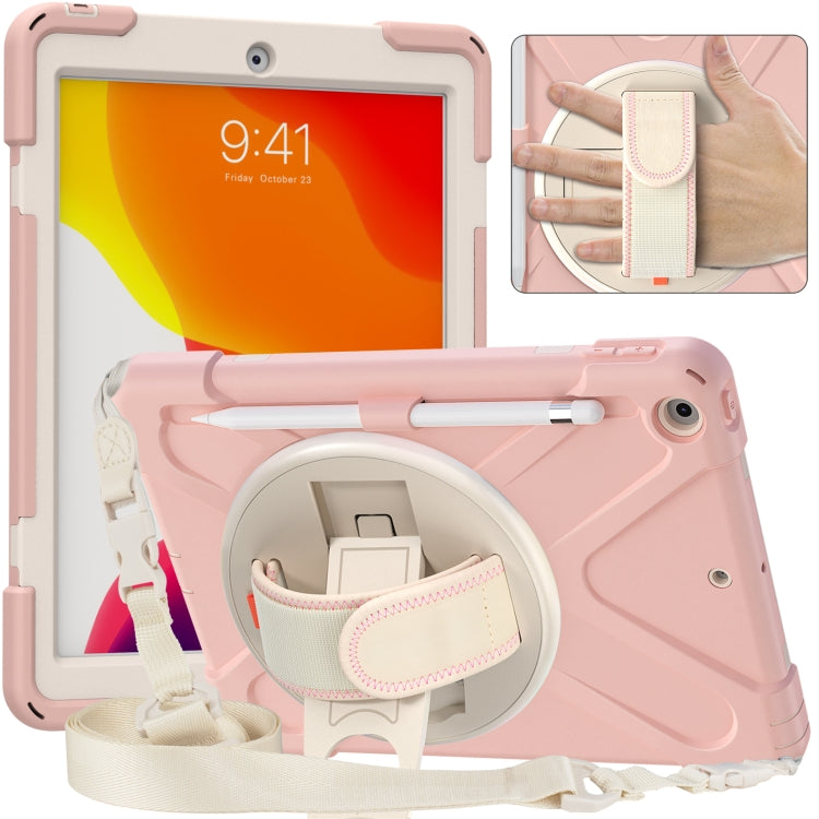 For iPad 10.2 2021 / 2020 / 2019 Pure Color Silicone + PC Protective Case with Holder & Shoulder Strap