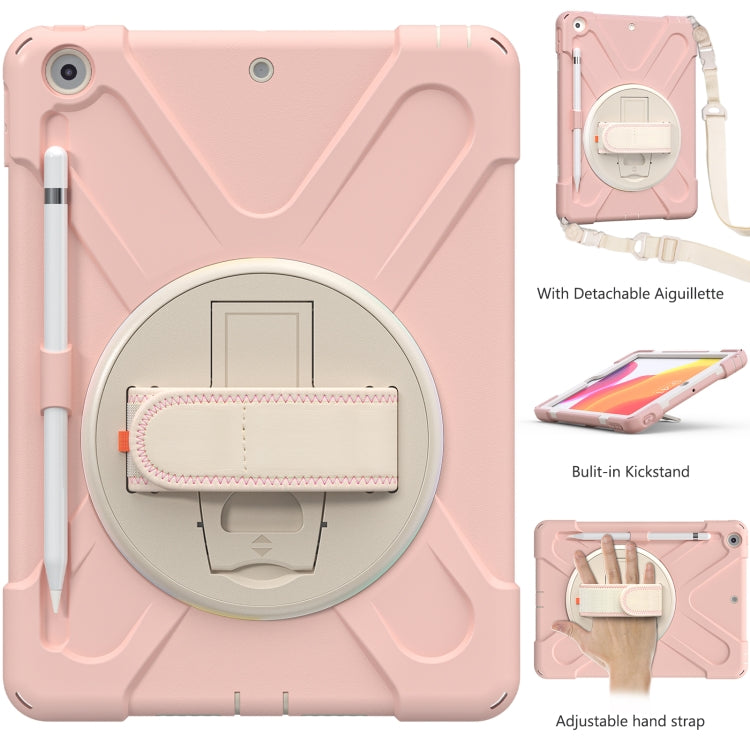 For iPad 10.2 2021 / 2020 / 2019 Pure Color Silicone + PC Protective Case with Holder & Shoulder Strap