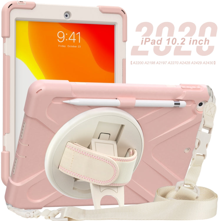 For iPad 10.2 2021 / 2020 / 2019 Pure Color Silicone + PC Protective Case with Holder & Shoulder Strap