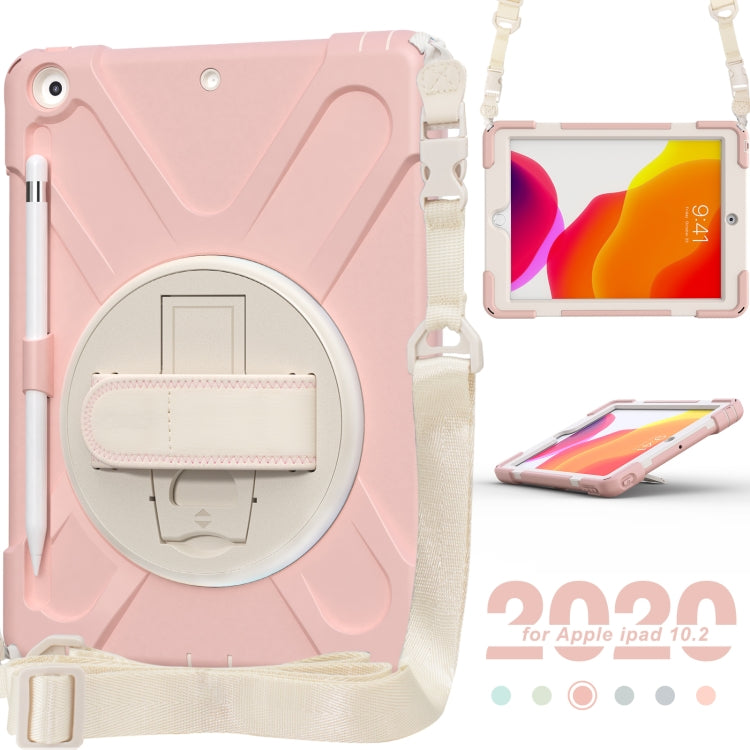 For iPad 10.2 2021 / 2020 / 2019 Pure Color Silicone + PC Protective Case with Holder & Shoulder Strap