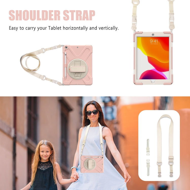 For iPad 10.2 2021 / 2020 / 2019 Pure Color Silicone + PC Protective Case with Holder & Shoulder Strap