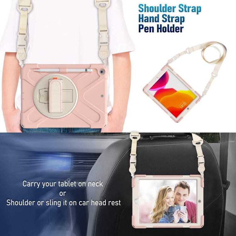 For iPad 10.2 2021 / 2020 / 2019 Pure Color Silicone + PC Protective Case with Holder & Shoulder Strap