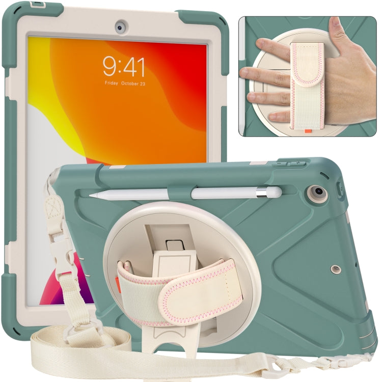 For iPad 10.2 2021 / 2020 / 2019 Pure Color Silicone + PC Protective Case with Holder & Shoulder Strap