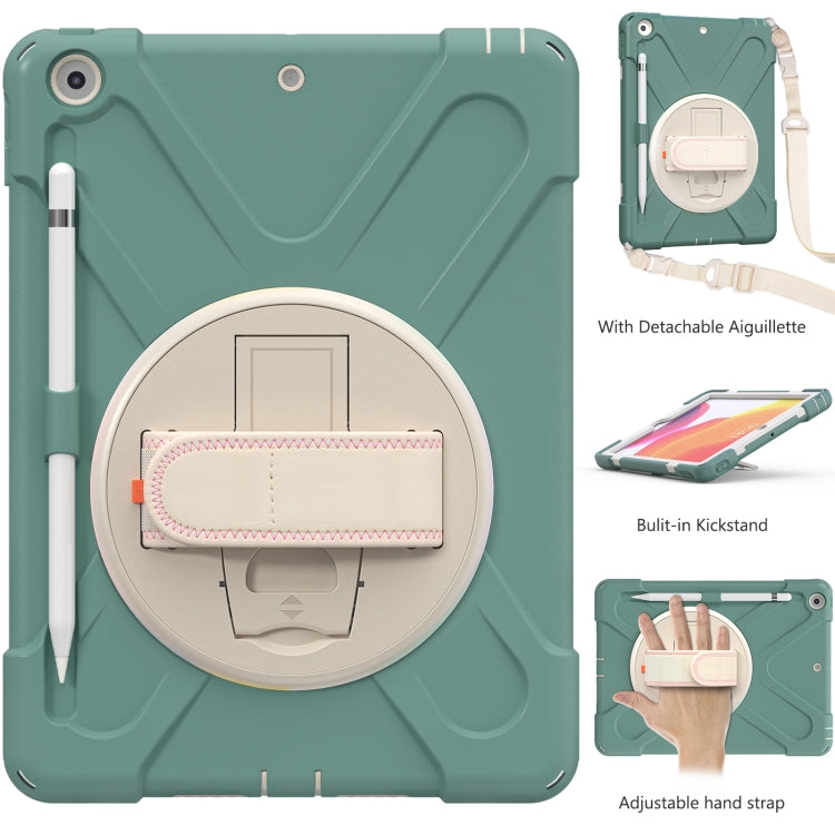 For iPad 10.2 2021 / 2020 / 2019 Pure Color Silicone + PC Protective Case with Holder & Shoulder Strap