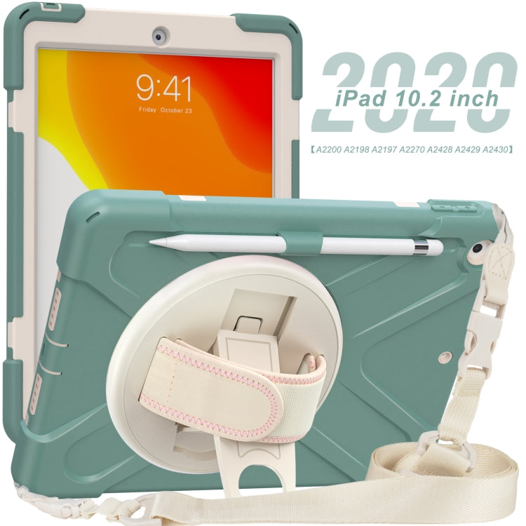 For iPad 10.2 2021 / 2020 / 2019 Pure Color Silicone + PC Protective Case with Holder & Shoulder Strap