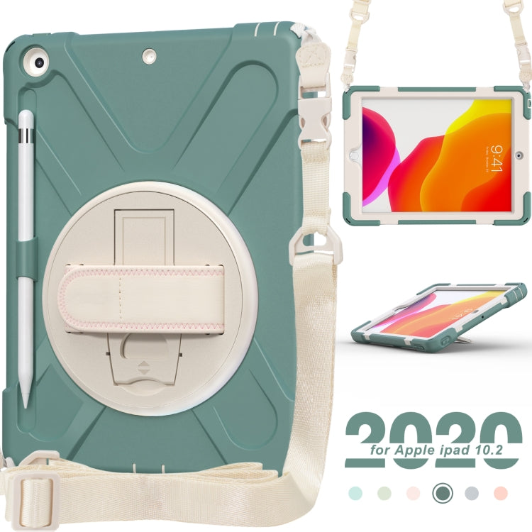 For iPad 10.2 2021 / 2020 / 2019 Pure Color Silicone + PC Protective Case with Holder & Shoulder Strap