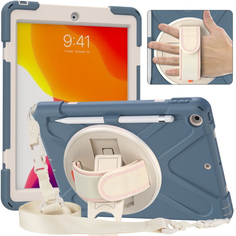 For iPad 10.2 2021 / 2020 / 2019 Pure Color Silicone + PC Protective Case with Holder & Shoulder Strap