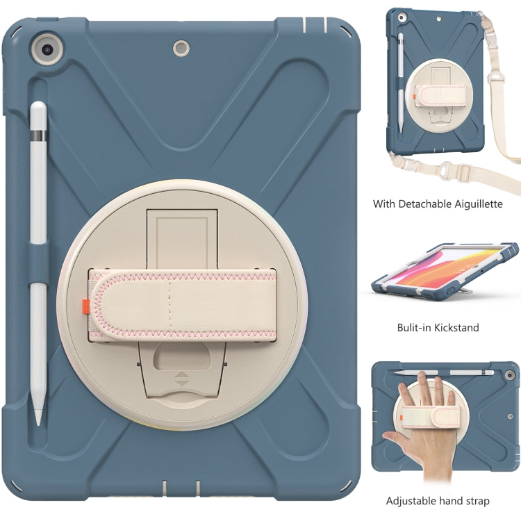For iPad 10.2 2021 / 2020 / 2019 Pure Color Silicone + PC Protective Case with Holder & Shoulder Strap