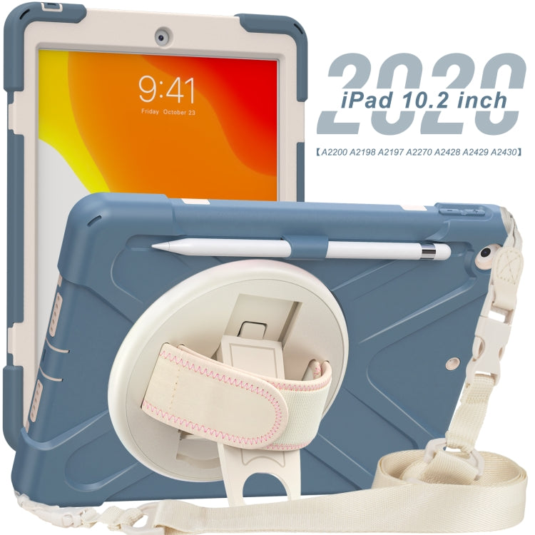For iPad 10.2 2021 / 2020 / 2019 Pure Color Silicone + PC Protective Case with Holder & Shoulder Strap
