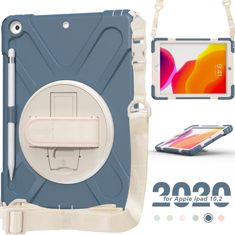 For iPad 10.2 2021 / 2020 / 2019 Pure Color Silicone + PC Protective Case with Holder & Shoulder Strap