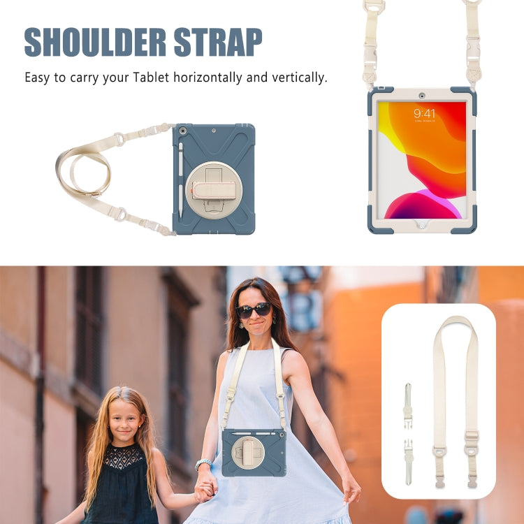 For iPad 10.2 2021 / 2020 / 2019 Pure Color Silicone + PC Protective Case with Holder & Shoulder Strap