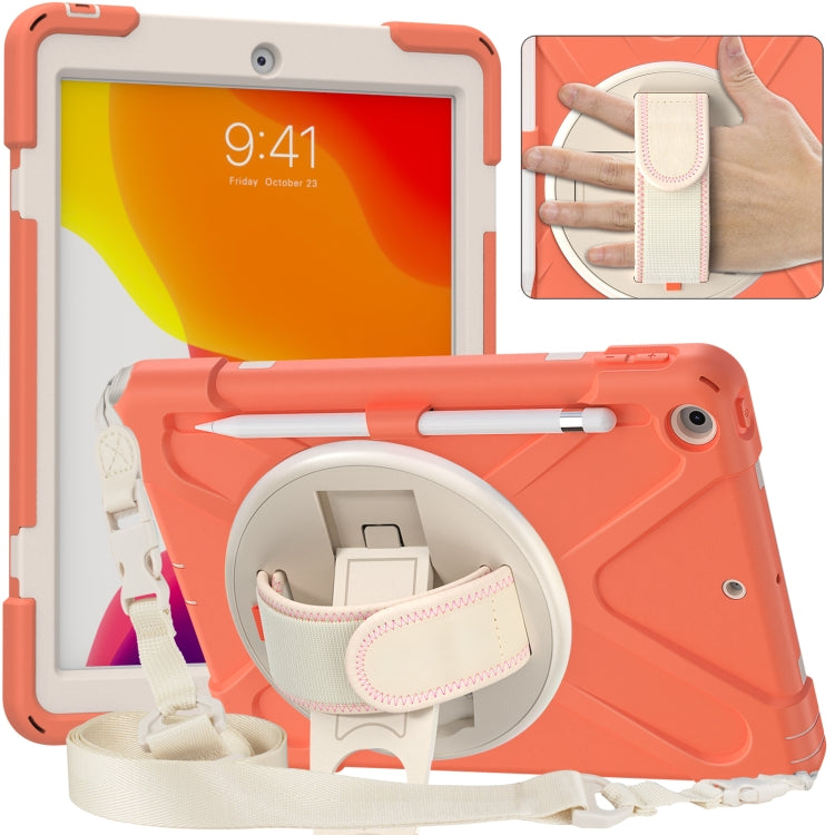 For iPad 10.2 2021 / 2020 / 2019 Pure Color Silicone + PC Protective Case with Holder & Shoulder Strap