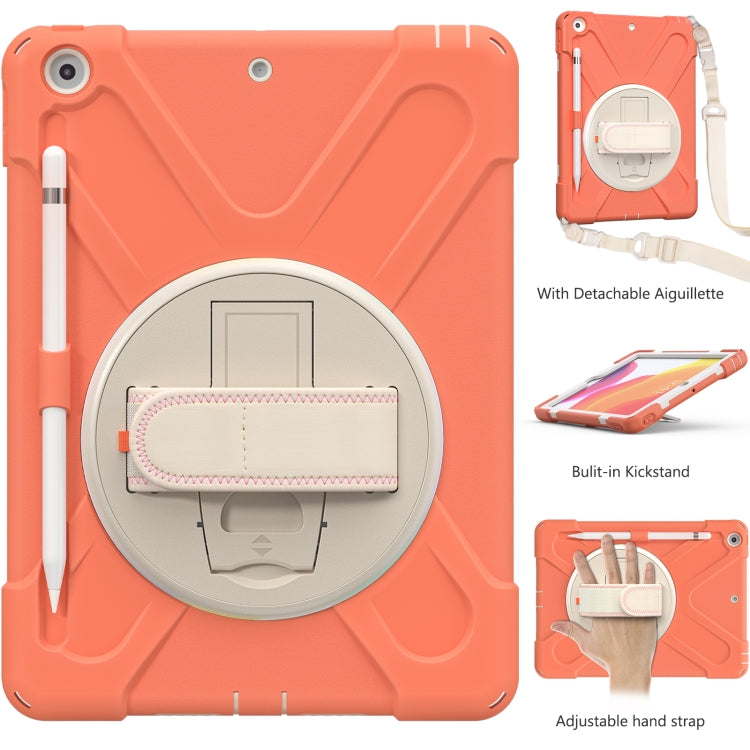 For iPad 10.2 2021 / 2020 / 2019 Pure Color Silicone + PC Protective Case with Holder & Shoulder Strap