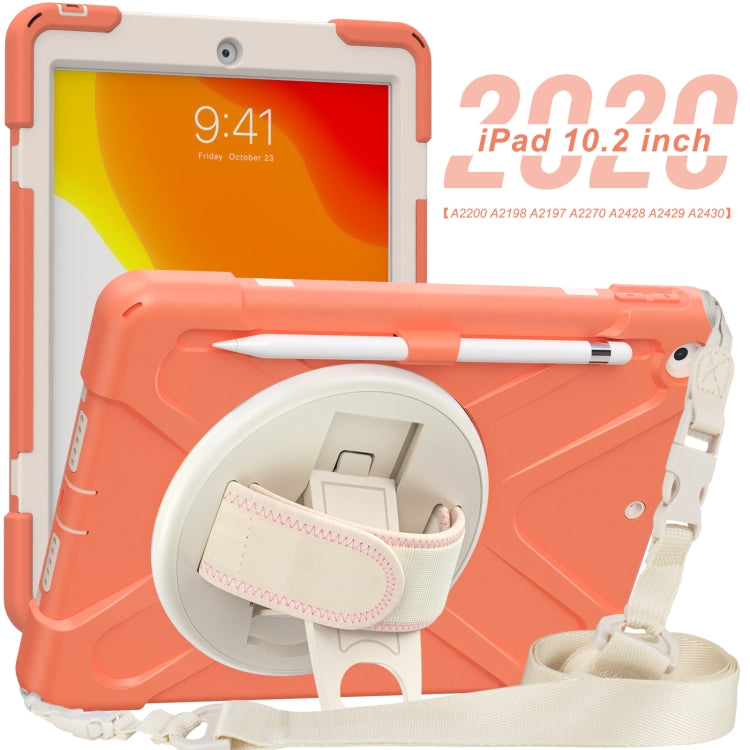 For iPad 10.2 2021 / 2020 / 2019 Pure Color Silicone + PC Protective Case with Holder & Shoulder Strap