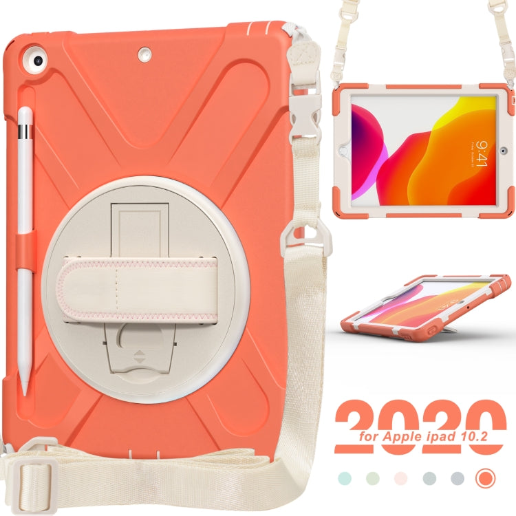 For iPad 10.2 2021 / 2020 / 2019 Pure Color Silicone + PC Protective Case with Holder & Shoulder Strap