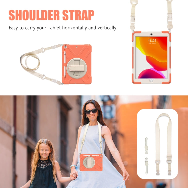 For iPad 10.2 2021 / 2020 / 2019 Pure Color Silicone + PC Protective Case with Holder & Shoulder Strap