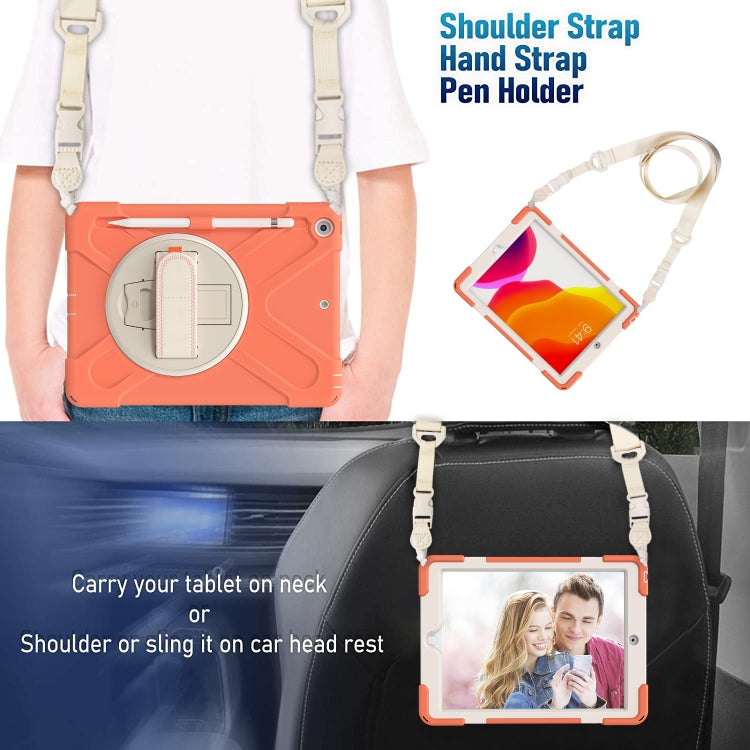 For iPad 10.2 2021 / 2020 / 2019 Pure Color Silicone + PC Protective Case with Holder & Shoulder Strap