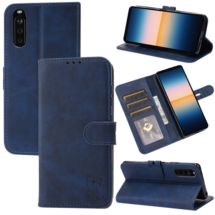 For Sony Xperia 10 III Embossed Happy Cat Pattern Horizontal Flip Leather Case with Holder & Card Slots & Wallet