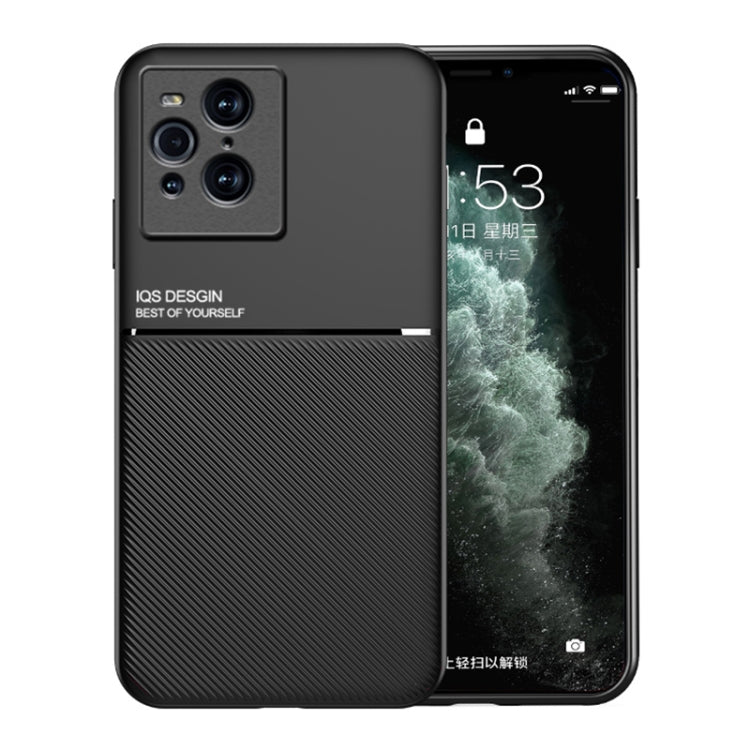 For OPPO Find X3 Classic Tilt Strip Grain Magnetic Shockproof PC + TPU Case
