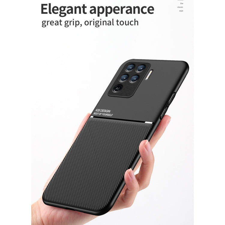 For OPPO A94 Classic Tilt Strip Grain Magnetic Shockproof PC + TPU Case